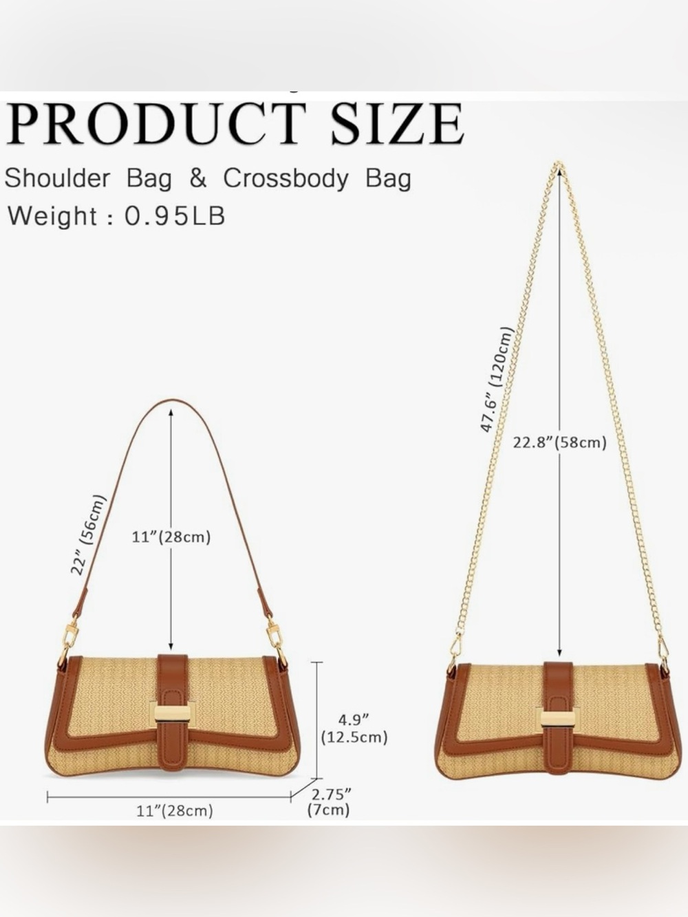 Shoulder Bag for Women, Small Handbag Hobo Purses, Retro Clutch Underarm Bag - Picture 6 of 7